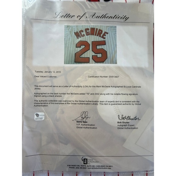 Vintage St. Louis Cardinals Mark McGwire #25 Jersey Certified Authentic - Picture 13 of 14